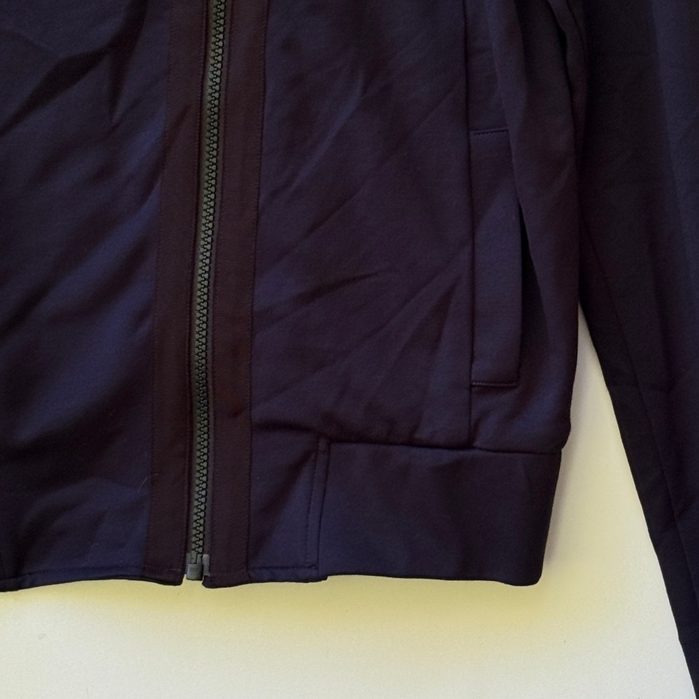 Cabi Moto Jacket Women's Medium Navy Blue Stretch Knit Zip Up Knit Soft Casual - Picture 3 of 7